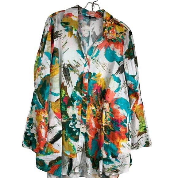 Lafayette148  women's oversized shirt Medium multi 42 Chest 48 Hip. Never worn - Picture 10 of 13